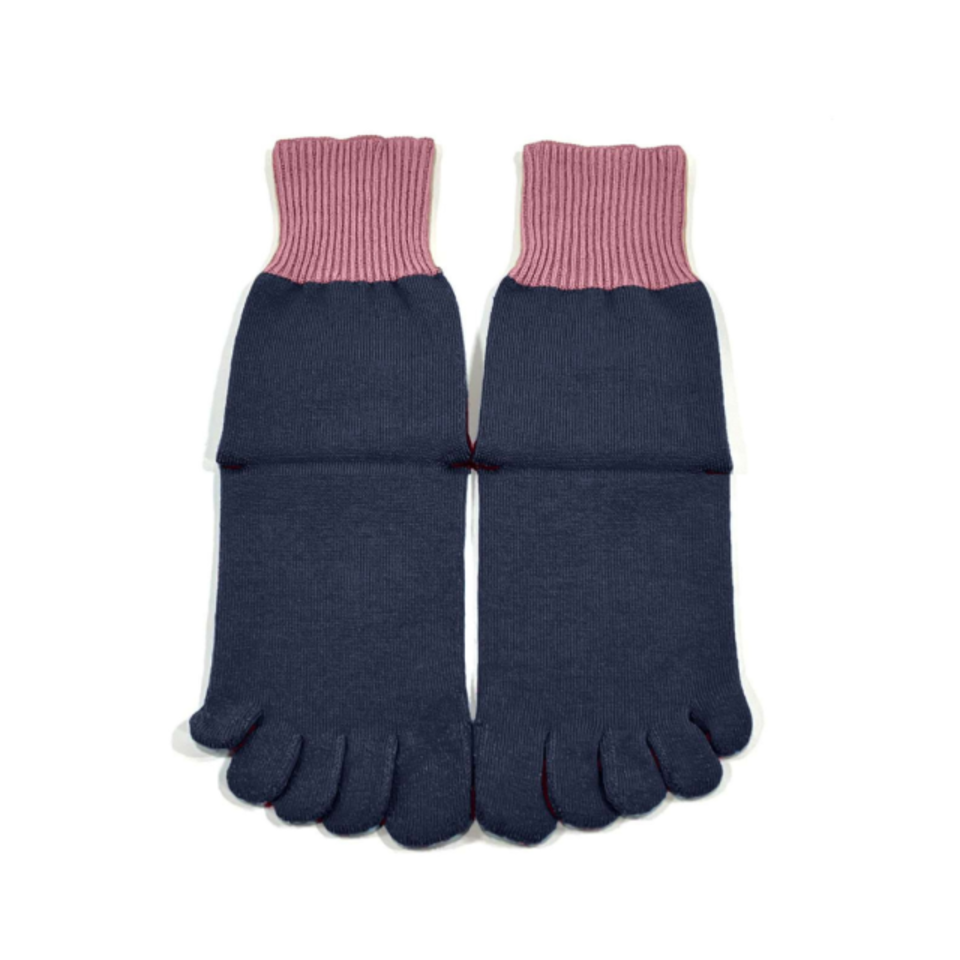 5本指靴下 ネイビー×ピンクの画像