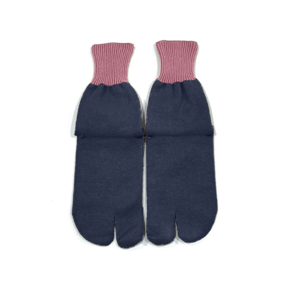 足袋靴下 ネイビー×ピンクの画像