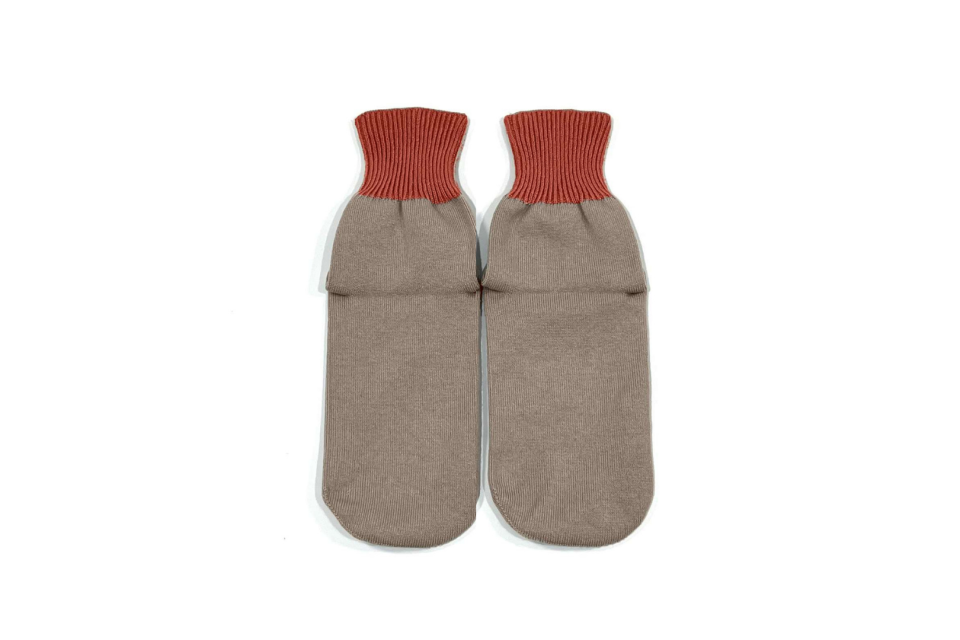 先丸靴下 ベージュ×オレンジの画像01